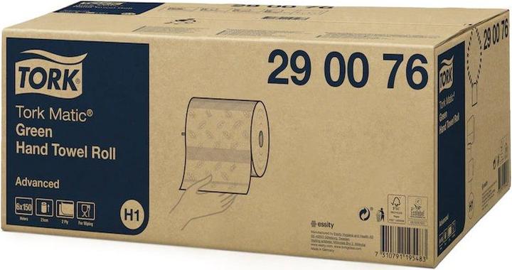 Image du produit Tork Rouleau d'essuie-mains recyclés Advanced Hybrid 2 plis vert (150m) (6 x)