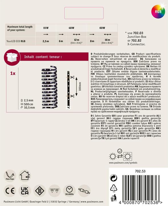 Actual product image Paulmann LED strip with plug 12 V (RGB, 500 cm, Indoor)