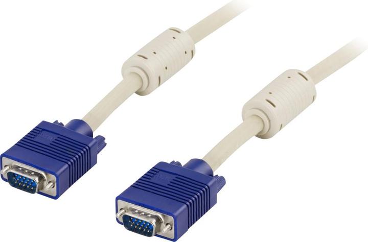 Actual product image Deltaco RGB HD15 VGA cable VGA (D-Sub) Blue, Grey (2 m, VGA)