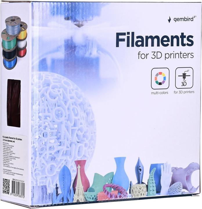Image du produit Gembird Cassette de filament PLA bobine étroite (PLA, 1.75 mm, 1000 g, Rouge)