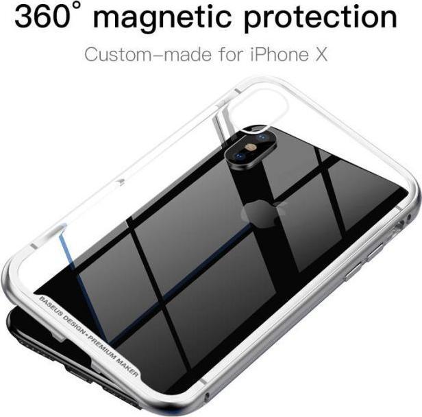 Image du produit Baseus iPhone X Étui de protection magnétique en aluminium Dos en verreArgent (Apple iPhone X)
