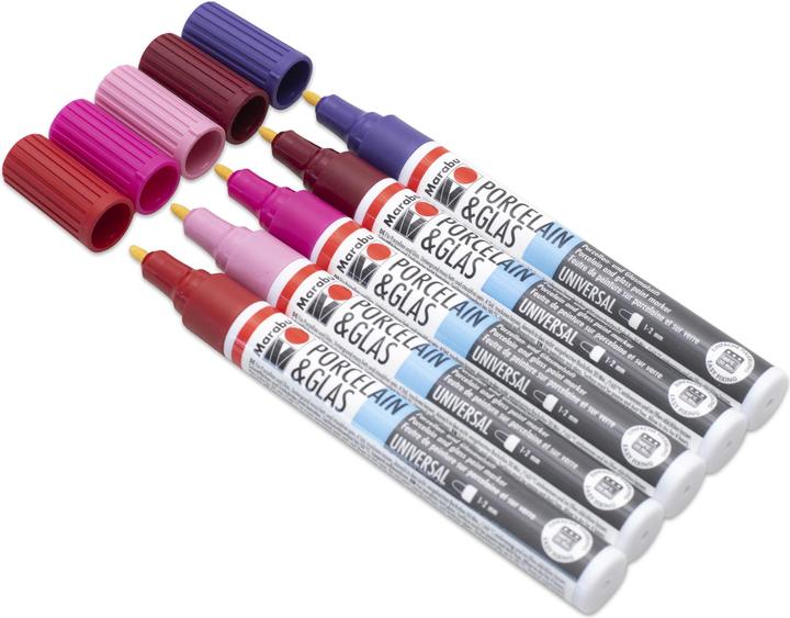 Image du produit Marabu Crayon de peinture pour porcelaine et verre (Violet, Rouge, Pourpre, Rose, Lila, 5 x)