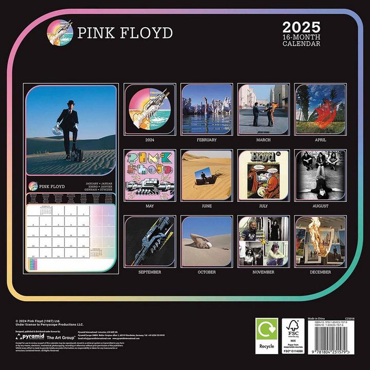 Actual product image Pink Floyd 2025 Square Wall Calendar