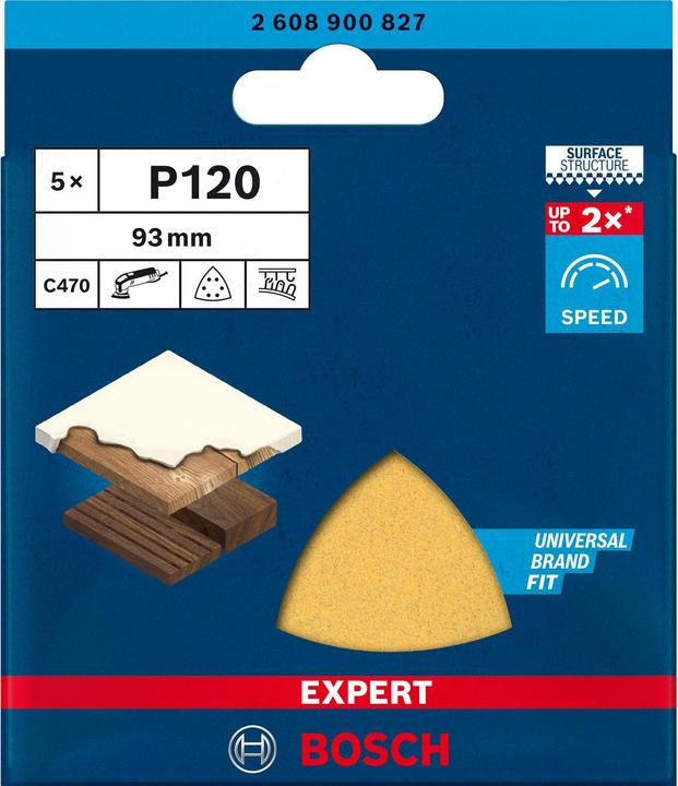 Actual product image Bosch Professional Zubehör Expert C470 Sanding Paper for Delta Sander, 93 mm, G 120, 5 pcs. (120)