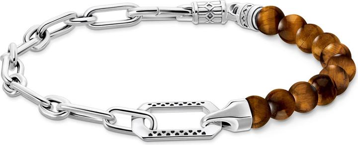 Immagine prodotto Thomas Sabo Bracciale con perline marroni, argento annerito (19 cm, Argento 925, Annerito)