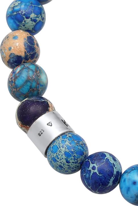 Produktbild Kuzzoi Armband Herren Achat Perlen Blau Beads 925 Silber (19 cm, Plastik, 925er Sterling Silber, Achat)