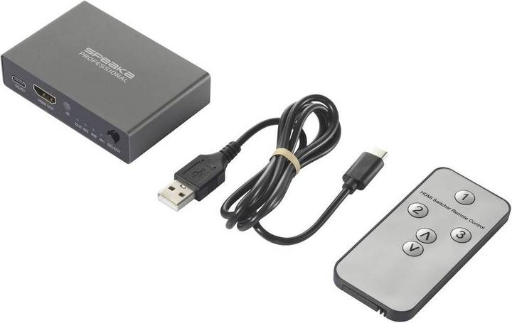 Immagine prodotto SpeaKa Professional SP-HDS-210 Switch HDMI a 3 porte con capacità Ultra HD 7680 x 4320 Pix