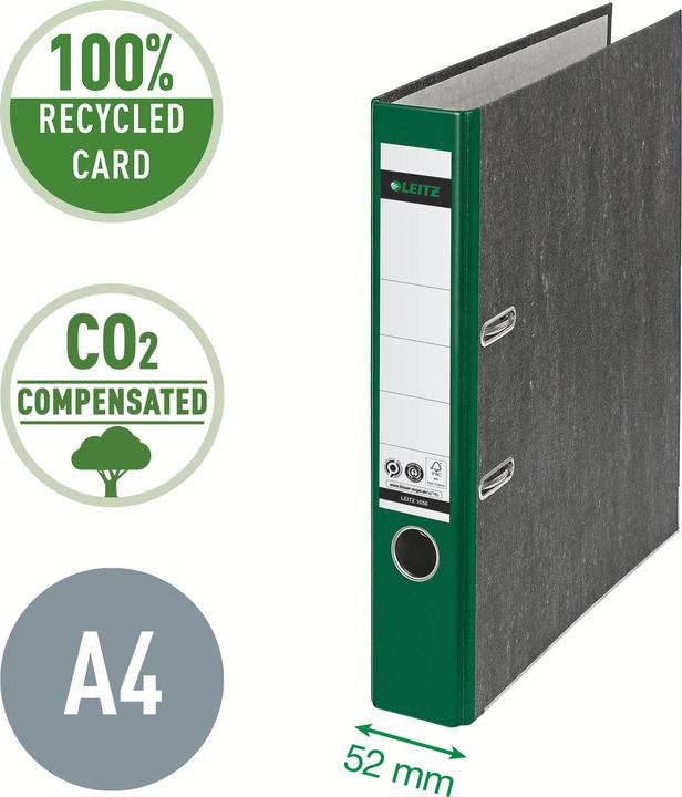 Immagine prodotto Leitz Cartella in marmo Cloud, 180 gradi, DIN A4, 52 mm, dorso verde, copertina in cartone, esterno m (A4, 52 mm, 1 Pezzo/i)