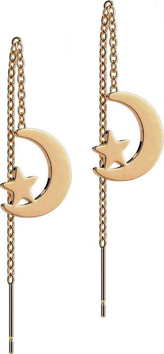Produktbild Star Piercing Ohrstecker rosegold freifallende Mond und Stern (ohne Messing, Chirurgenstahl 316L)