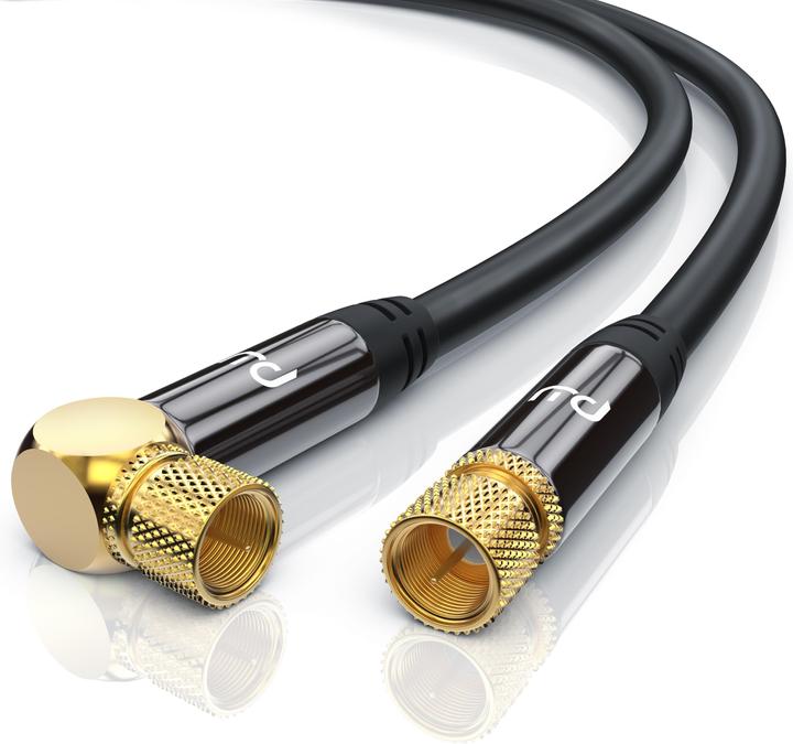 Primewire SAT cable HDTV 90° angled - Premium SAT coaxial cable - TV Radio DVB-T DVB-C - 4-fold shielding (135 dB, Satellite cable)