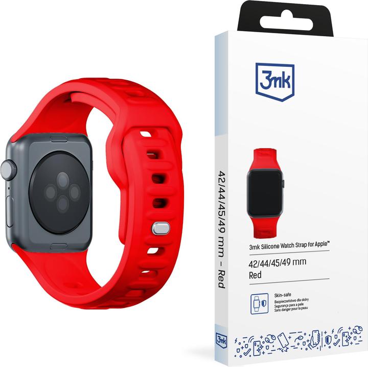 Image du produit 3MK Silicone Watch Strap czerwony/red dla Apple Watch 42/44/45/49mm (Silicone, Acier inoxydable, 3, 4, 9, Extrémiste)