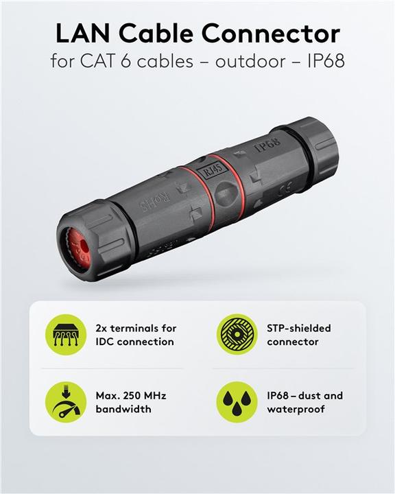 Actual product image Goobay Outdoor (IP68) network cable connector (Network coupling)