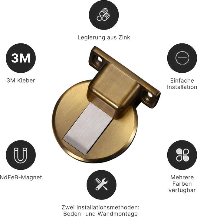 Produktbild Hermex Magnetischer Türstopper Türdämpfer Türschnäpper Türpuffer Türkeil (1 Stück)