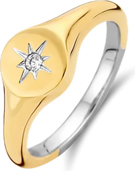 Produktbild Ti Sento Milano Ring mit Zirkonia bicolor vergoldet 12199ZY (56, 925 Silber)