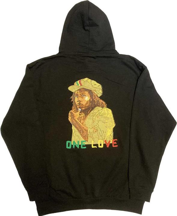 Actual product image Bob Marley Unisex Adult Wailers One Love Portrait Embroidered Pullover Hoodie (L)
