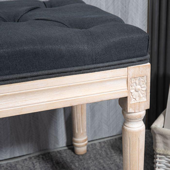 Image du produit Swisshandel24 Banc rembourré Banc de lit vintage, banc de couloir avec boutons, aspect lin, charge max. 120 kg (80 cm)