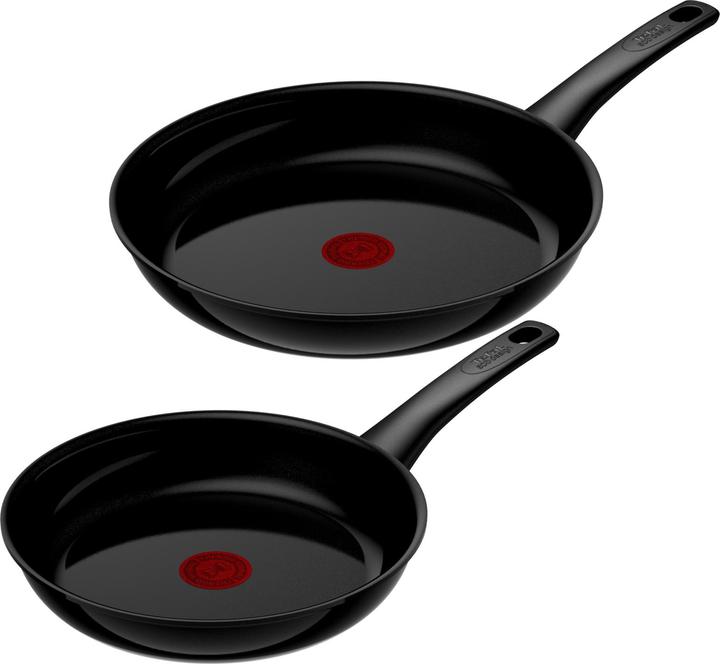 Tefal Pfannenset + Topfset / Bratpfanne Renew Black On 24cm + 28cm (24 cm, Bratpfanne, Pfannenset + Topfset, Aluminiumguss, Keramik)