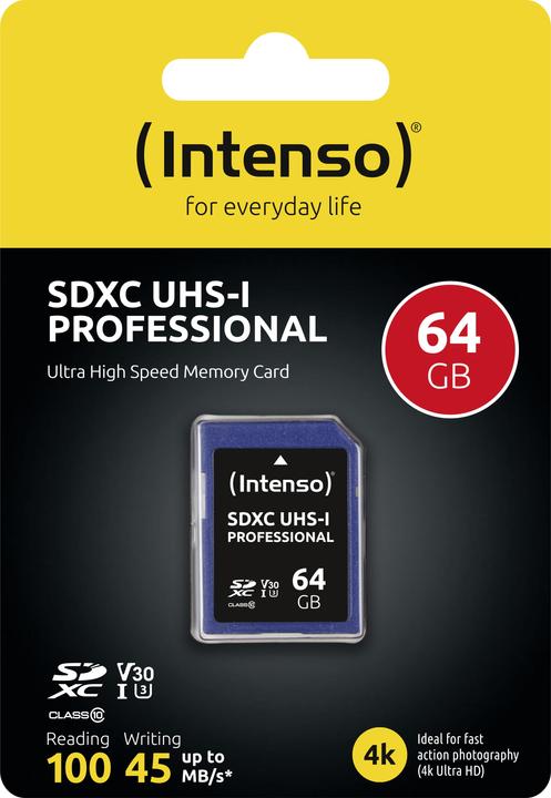 Actual product image Intenso SDXC card (64 GB, SDXC, U1, UHS-I)
