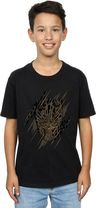 Actual product image Boys Black Panther Gold Head T-Shirt (140, 146)