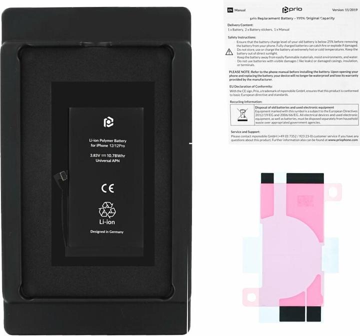 Immagine prodotto prio Batteria per Apple iPhone 12 / 12 Pro (APN universale) (Accumulatore di carica elettrica, iPhone 12, iPhone 12 Pro)