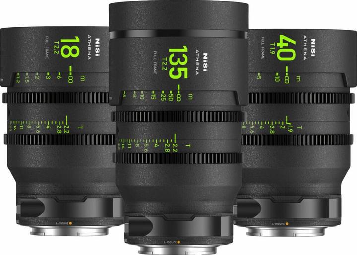 Produktbild Nisi ATHENA PRIME Full Frame Cinema Lens Kit – 18mm T2.2, 40mm T1.9, 135mm T2.2 + Hard Case (L Mount) (Vollformat)
