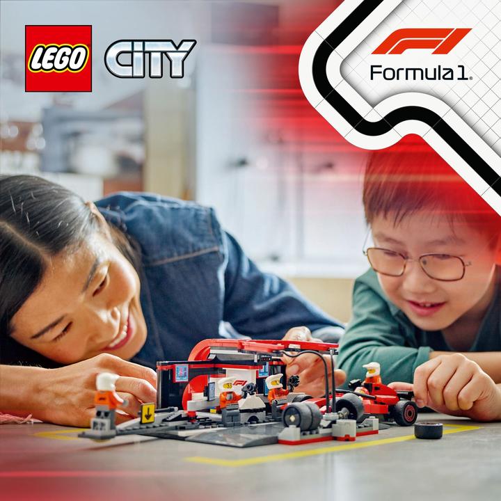 Produktbild LEGO F1 Boxenstopp mit Boxencrew und Ferrari Flitzer (60443, LEGO City)