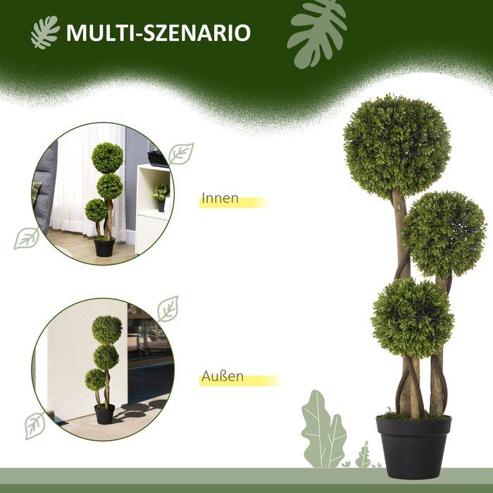 Immagine prodotto Swisshandel24 Pianta artificiale, bosso da 90 cm in vaso da fiori, protezione UV, pianta da appartamento per (90 cm)