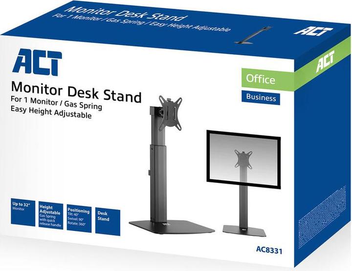 Image du produit Support de bureau pour écran, 1 écran jusqu'à 32ö, avec vérin à gaz (Pied de sol, 32")