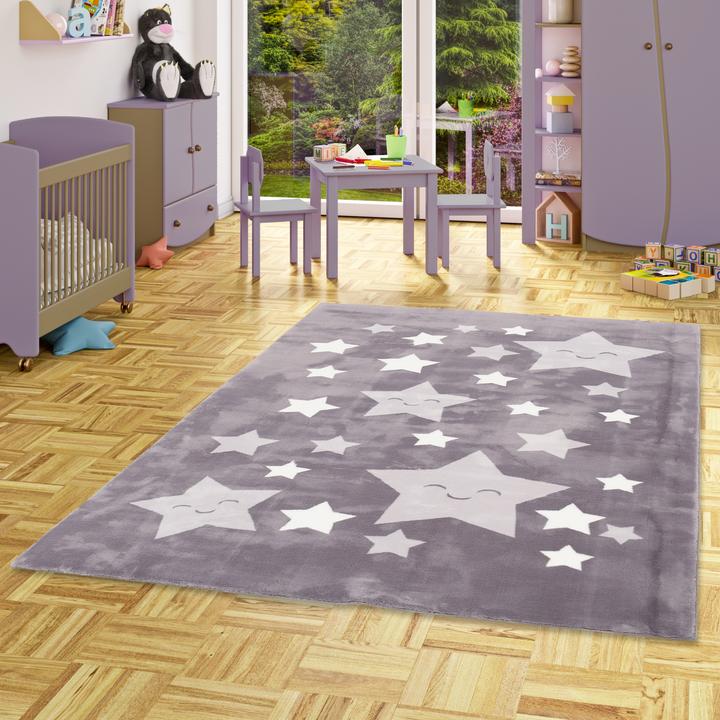 Produktbild Pergamon Super Soft Fellteppich Pearl Kids Sterne (140 x 200 cm)