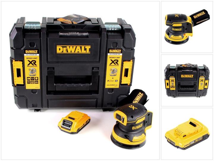 Produktbild DeWalt DCW 210 NT Akku Exzenterschleifer Brushless 18V 12.000U/min 125 mm + 1x Akku 2,0 Ah in TSTAK (Exzenterschleifer)
