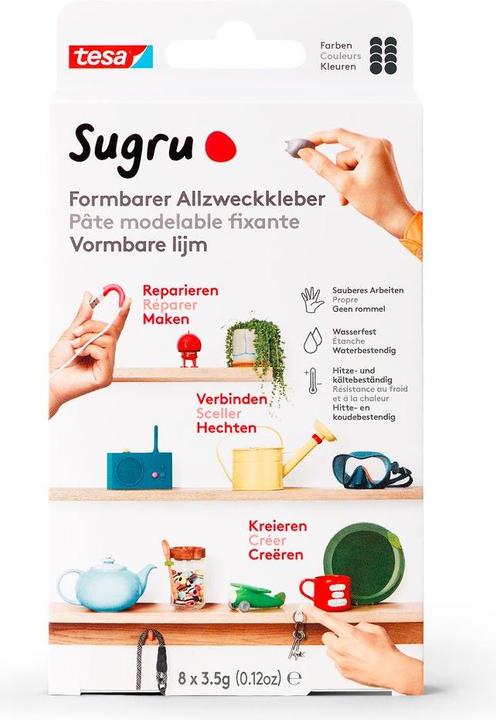 Image du produit Sugru by tesa Sugru 8x colle malléable à usage général, colle polyvalente pour décorer, coller & réparer (28 g)
