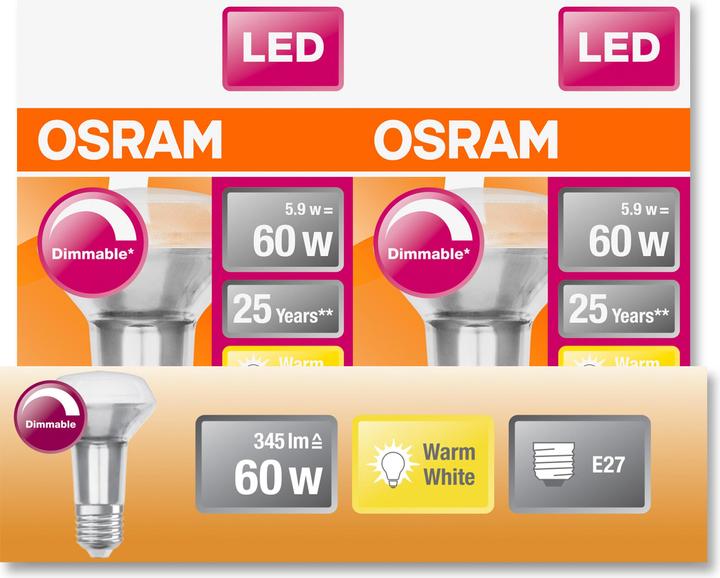 Image du produit Osram Superstar R63 (E27, 5.90 W, 350 lm, 1 x, G)
