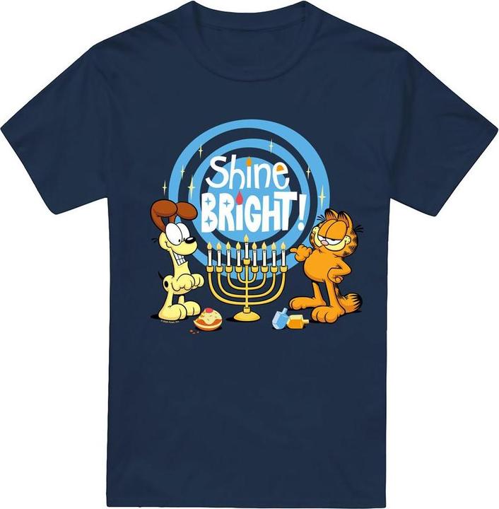 Actual product image Garfield Mens Shine Bright For Hanukkah Odie T-Shirt (XL)