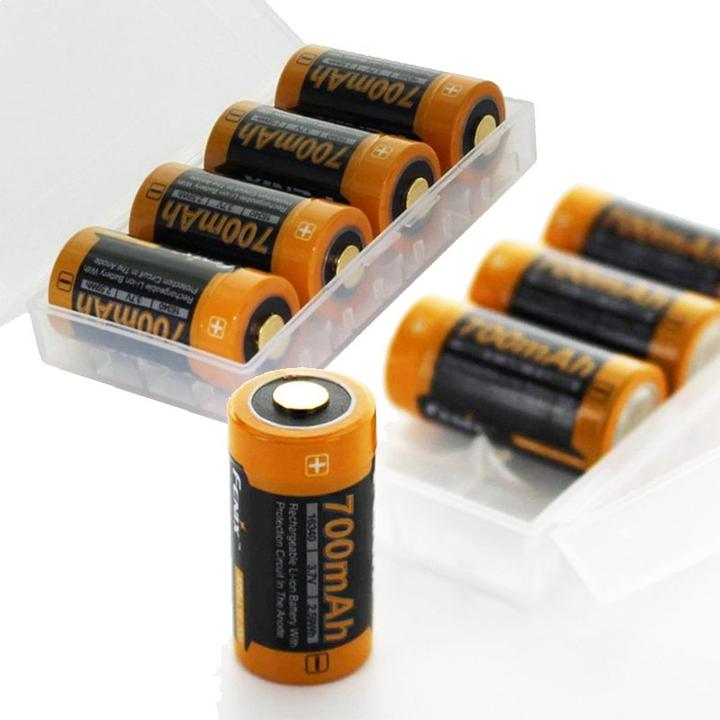 Actual product image AccuCell 8x quick charger and 8 pcs CR123 A Li-ion battery pack (1 pcs., CR123A, 760 mAh, Battery + charger)