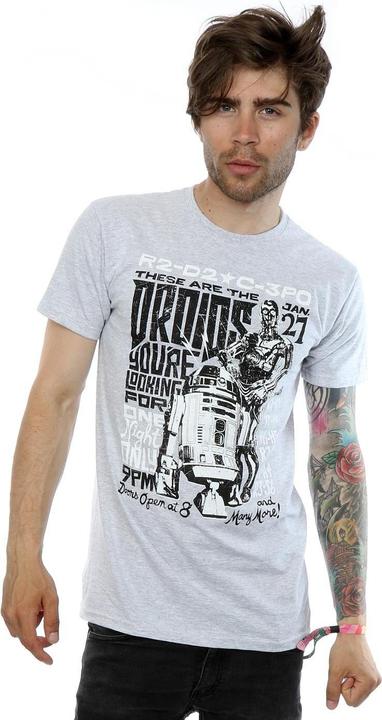 Actual product image Star Wars Mens R2-D2 And C-3PO Rock Poster T-Shirt (S)