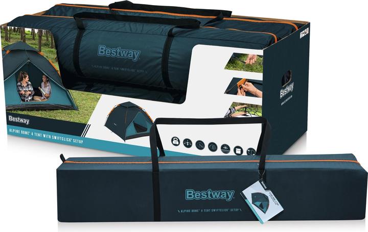 Actual product image Bestway Tent Polyester 2 Entrances 2 Exits 70/210/70x240x138 cm Camping 68142 (Dome tent, 4.81 kg, 4 persons)