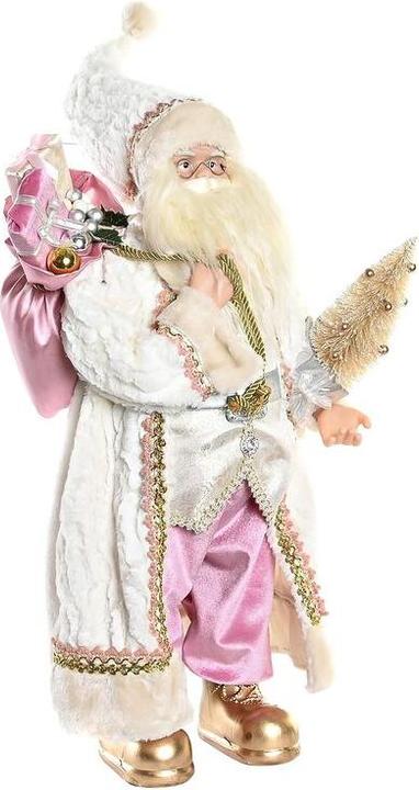 DKD Home Decor Deko-Figur Weihnachtsmann Weihnachten Grau Rosa PVC Holz 32 x 20 x 60 cm