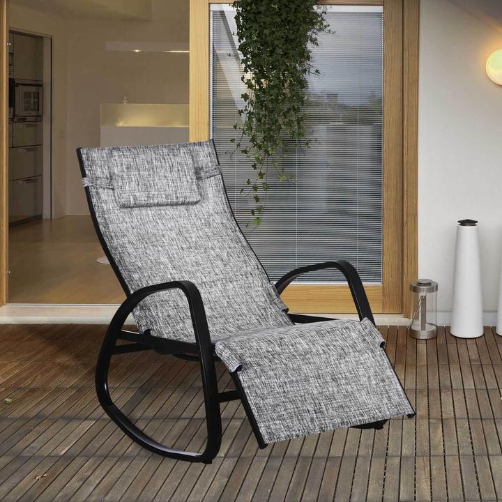 Produktbild Outsunny Schaukelstuhl mit verstellbarer Rückenlehne und Fussstütze (69 cm)