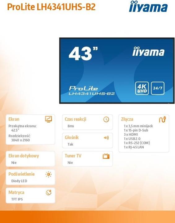 Produktbild iiyama LH4341UHS-B2 (3840 x 2160 Pixel, 42.50")