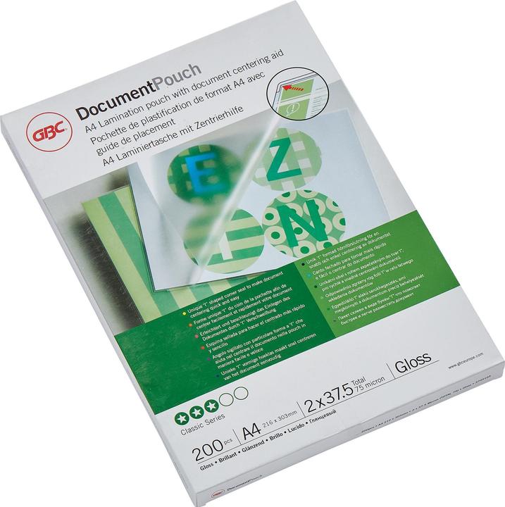 Produktbild GBC DOCUMENT POUCH - Heisslaminier-Folientaschen (A4, 200 Stück, 75 µm)