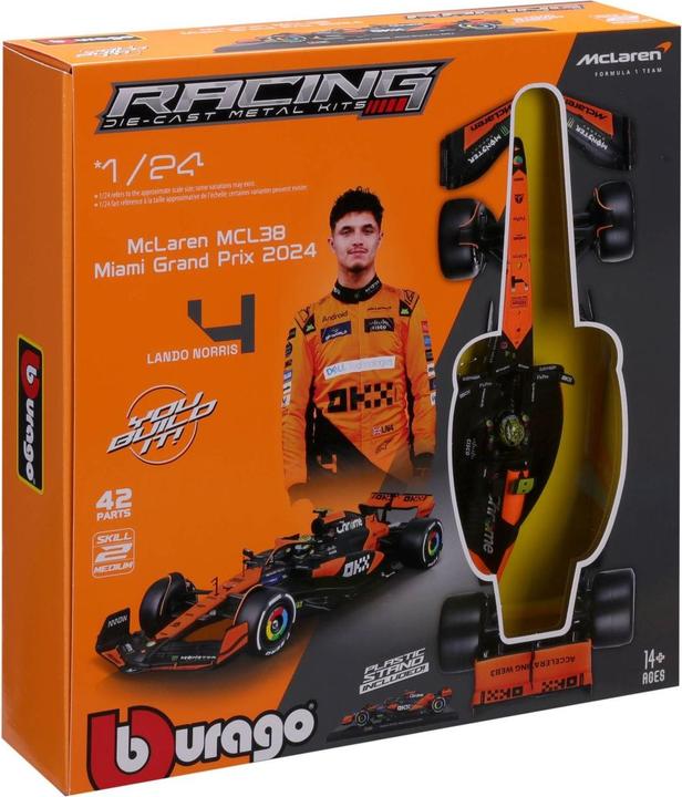 Produktbild Bburago McLaren F1 MCL38 1/24 Kit Norris 2024