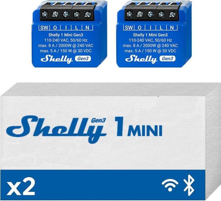 Image du produit Shelly 1 Mini Gen3 x2 (Actionneur de commutation)