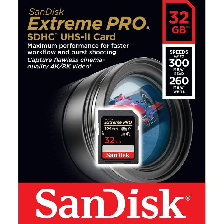 Actual product image SanDisk Extreme PRO SDHC" UHS-II (32 GB, SDHC, U3, UHS-II)