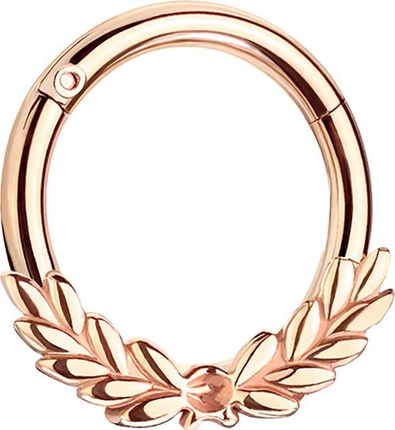 Star Piercing Micro Segmentring klappbar rosegold mit Lorbeerkranz (Chirurgenstahl 316L, ohne Messing)