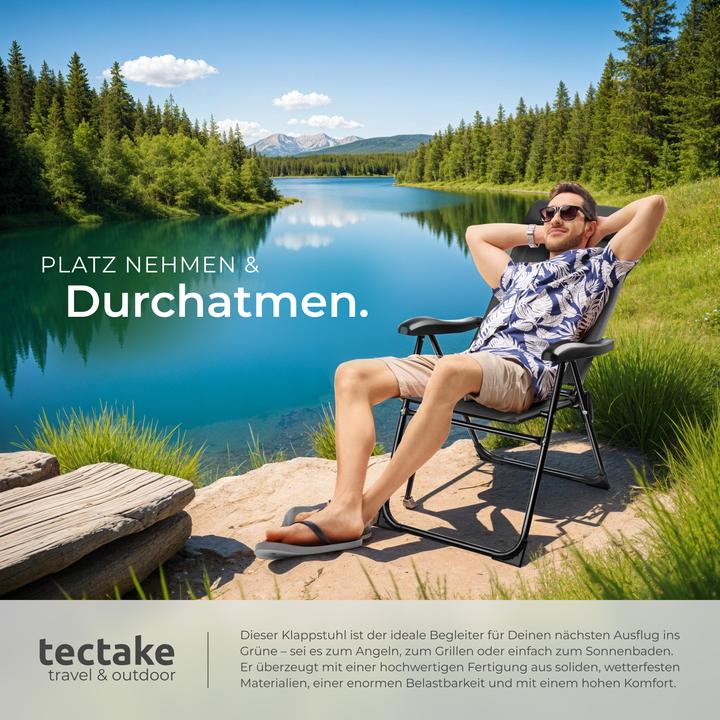 Produktbild tectake 2x Faltbarer Campingstuhl Müritz mit Kopfpolster