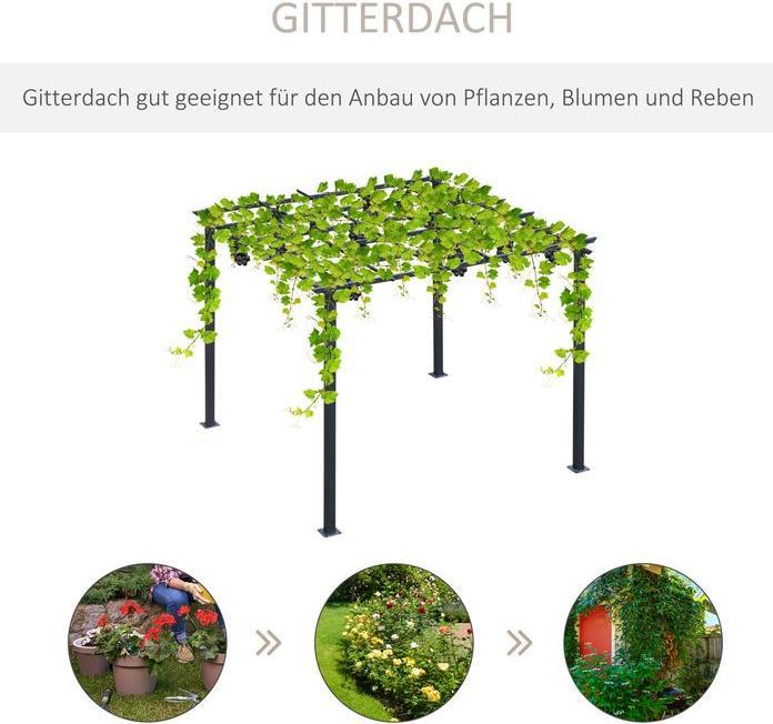 Produktbild Swisshandel24 stabiler Rosenpavillon als Rankhilfe wetterfest Metall schwarz 2,97x2,95x2,3m (297 cm, 295 cm)
