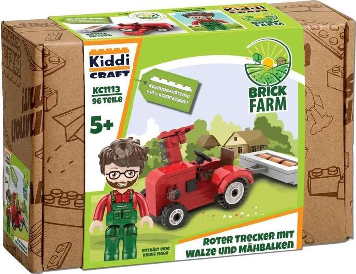 Kiddicraft Red tractor with roller and cutter bar
