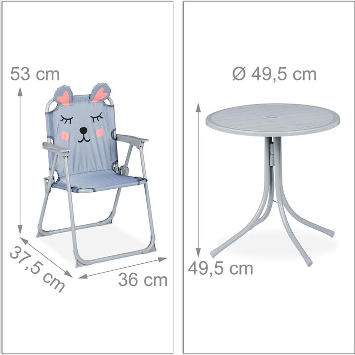 Immagine prodotto Relaxdays Tavolo Bambini con Ombrellone, Set con 2 Sedie