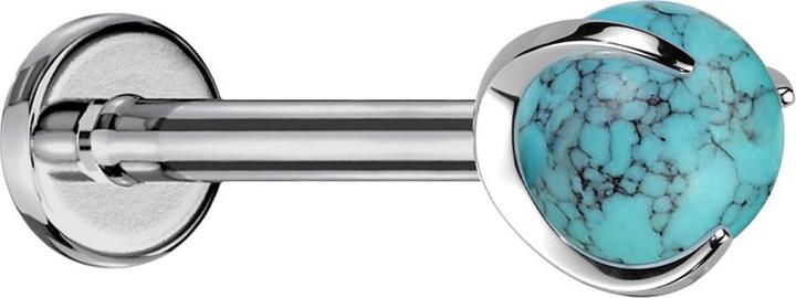 Star Piercing Micro Labret Innengewinde silber Kugel Türkis Stein gefasst (Mineralisch, Titan G23, ohne Messing)