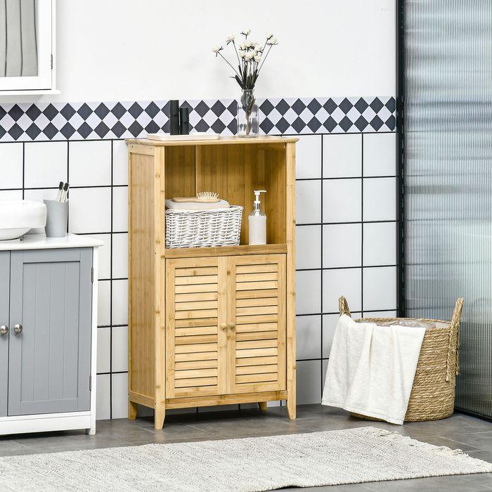 Image du produit Swisshandel24 Armoire de salle de bain, ouverte, bambou, naturel, 50 x 25,5 x 92 cm (50 x 25.5 x 92 cm)